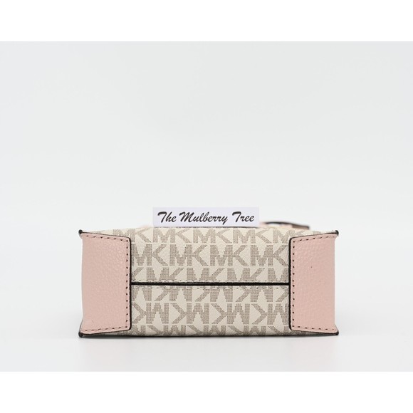 MICHAEL KORS MERCER Extra Small Shopper Logo Canvas & Leather Crossbody NWT $348 - Picture 6 of 12